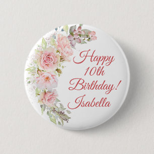 Hübsch rosa Rosen - Geburtstagskopf Button