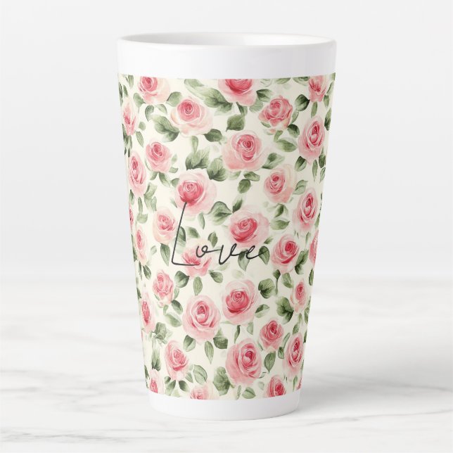 Hübsch rosa Rosen Milchtasse (Vorderseite)