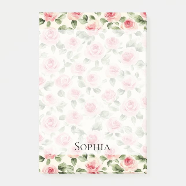 Hübsch rosa Rosen Post-it Klebezettel (Vorderseite)