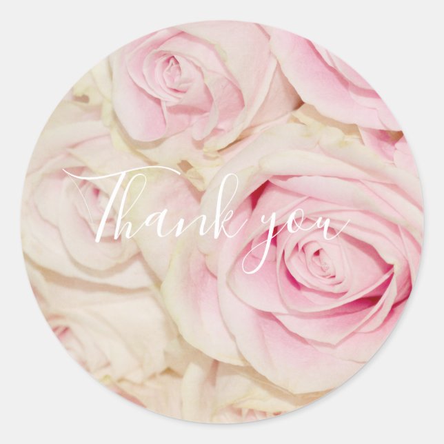 Hübsch rosa Rosen Runder Aufkleber (Vorderseite)