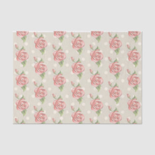Hübsch-rosa Rosen und Dots Monogramm Seidenpapier