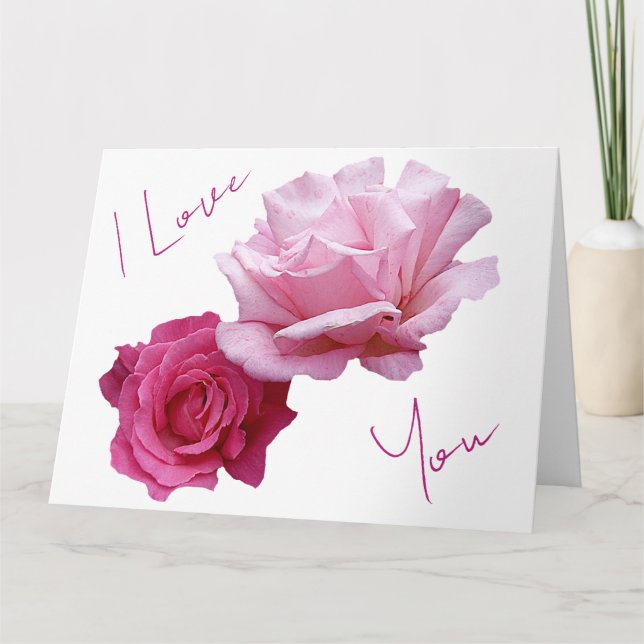 Hübsch rosa Rosen Valentine Liebe schön blumenreic Karte (Vorderseite)