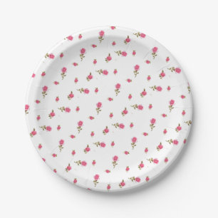 Hübsch-Rosa-Rosenknospe-Papier-Teller Personalisie Pappteller