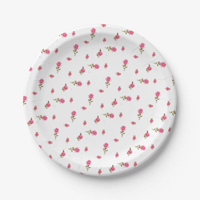 Hübsch-Rosa-Rosenknospe-Papier-Teller Personalisie Pappteller (Vorderseite)