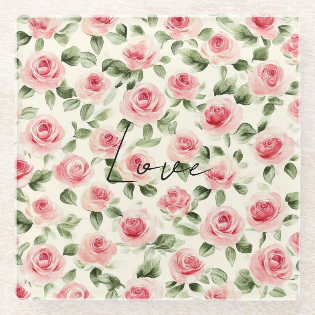Hübsch Rosa Roses Brautparty Glasuntersetzer (Vorderseite)