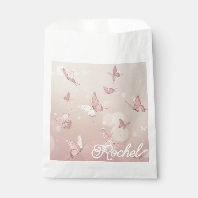 Hübsch-Rosa-Schmetterling-Gastgeschenk-Taschen Geschenktütchen (Vorderseite)