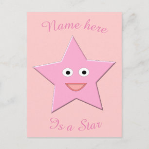 Hübsch rosa Sterne Personalisierte Postkarte