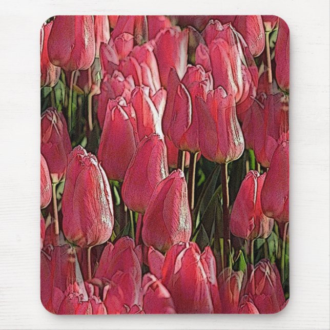 Hübsch-rosa Tulips Mousepad (Vorne)