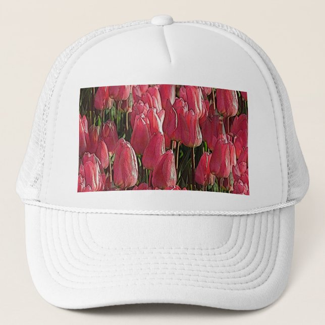 Hübsch-rosa Tulips Truckerkappe (Vorderseite)
