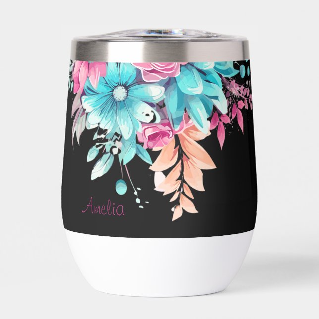 Hübsch-rosa und Aquamarin-floraler Thermaltumor (Vorderseite)