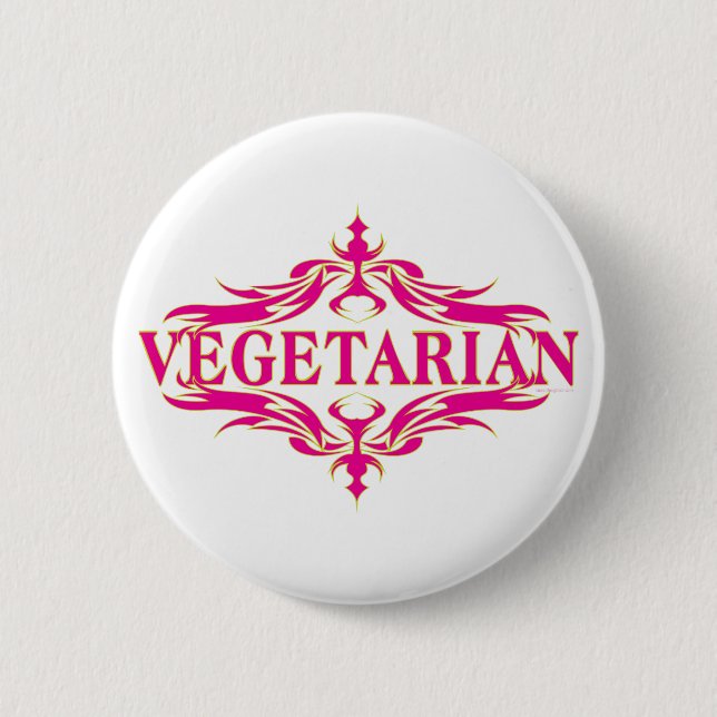 Hübsch rosa Vegetarisches Design Button (Vorderseite)