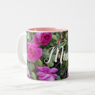 Hübsch Rosa Vintage Rose Blume Geburtstag Mum Tass Zweifarbige Tasse