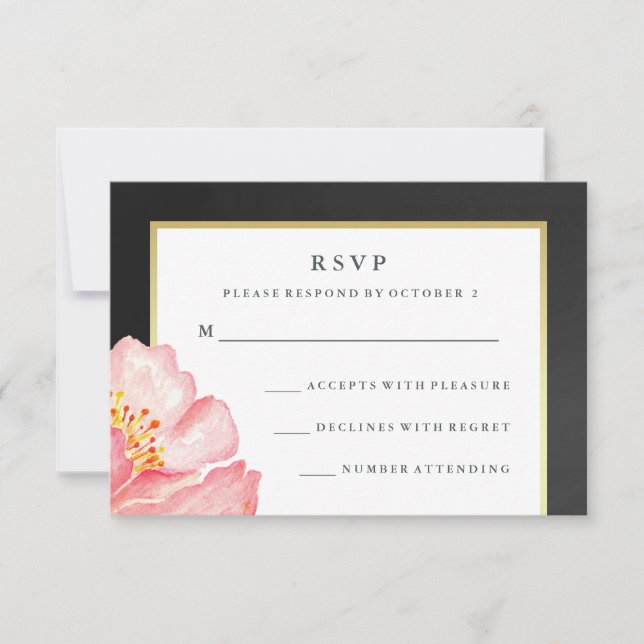 Hübsch rosa Wasserfarben, Peak und Chalkboard-UAWG RSVP Karte (Vorderseite)