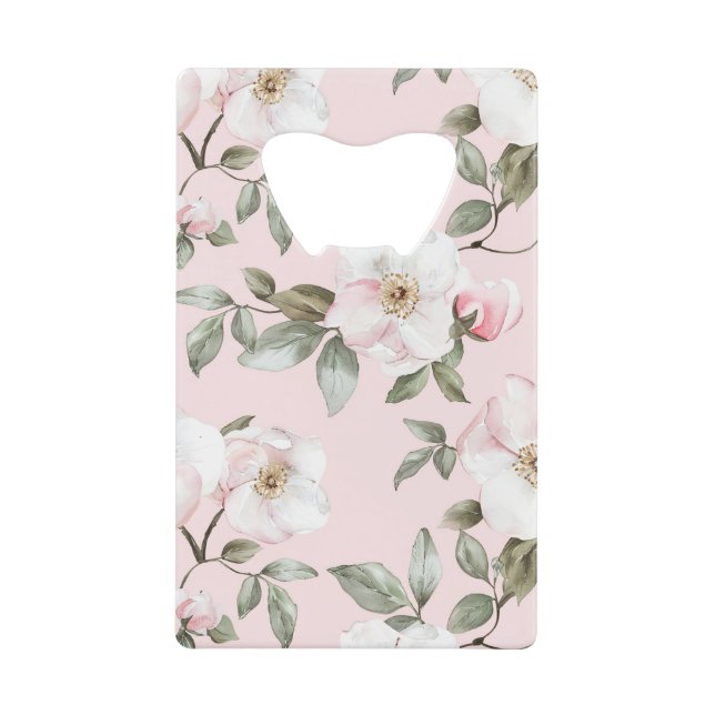 Hübsch rosa weiße Blume Geldbeutel Flaschenöffner (Vorderseite)