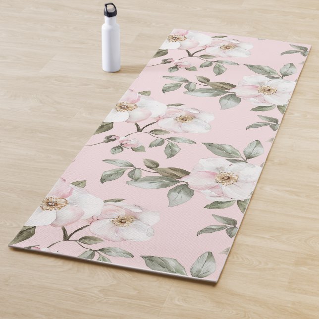 Hübsch rosa weiße Blume Yogamatte (Beispiel)