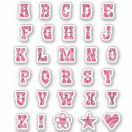 Hübsch rosa Wirbel Trendy Initials Alphabet Letter Aufkleber