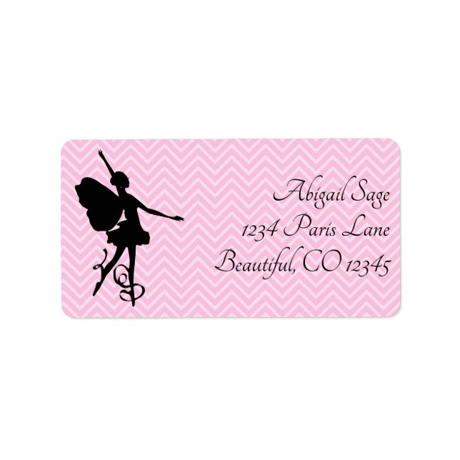 Hübsch rosa Zickzack Ballerina Ballerina Ballett Adressaufkleber (Vorne)