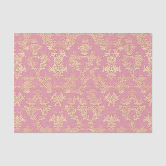 Hübsch rosa Zierdamast Seidenpapier (Vorderseite)