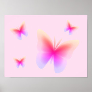 Hübsch rosafarbene Schmetterlingsdrucke auf Rosa Poster