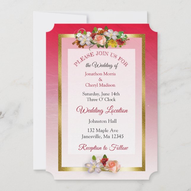 Hübsch Rose Bouquet Hochzeitseinladungen Einladung (Vorderseite)