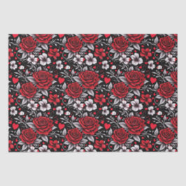 Hübsch, rot, schwarz und weiß Rosen, Herz Seidenpapier