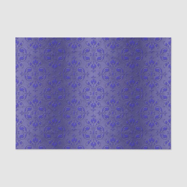 Hübsch Royal Blue Elegante Damask Muster Seidenpapier (Vorderseite)