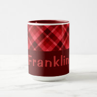 Hübsch Ruby Red Kariert Monogram 15 oz Kaffeemasch