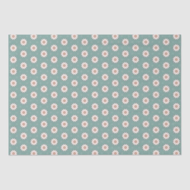 Hübsch Sage Green Boho Blume Muster Seidenpapier (Vorderseite)
