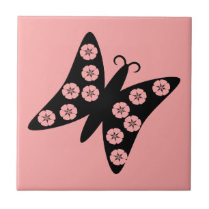 Hübsch Schwarz-Rosa-Schmetterling Fliese