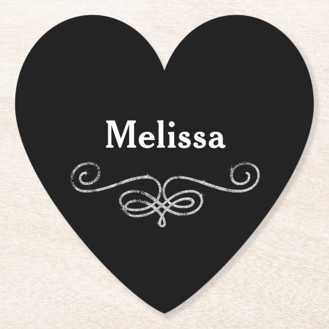 Hübsch Schwarz und Silber Untersetzer (Vorderseite)