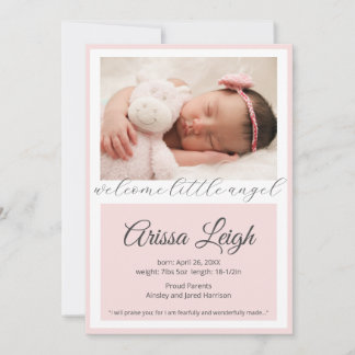 Hübsch Script Baby Birth Announcement Card Ankündigung
