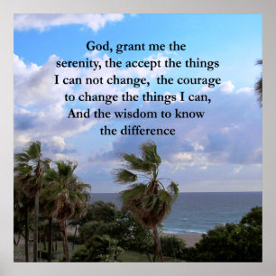 HÜBSCH SERENITY PRAYER PALM TREE FOTO DESIGN POSTER