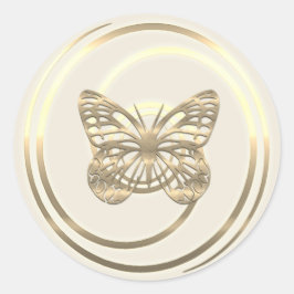 Hübsch Shiny Gold Butterfly Runder Aufkleber