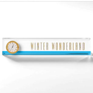 Hübsch Sky Blue White WINTER WONDERLAND Uhr Namensplakette