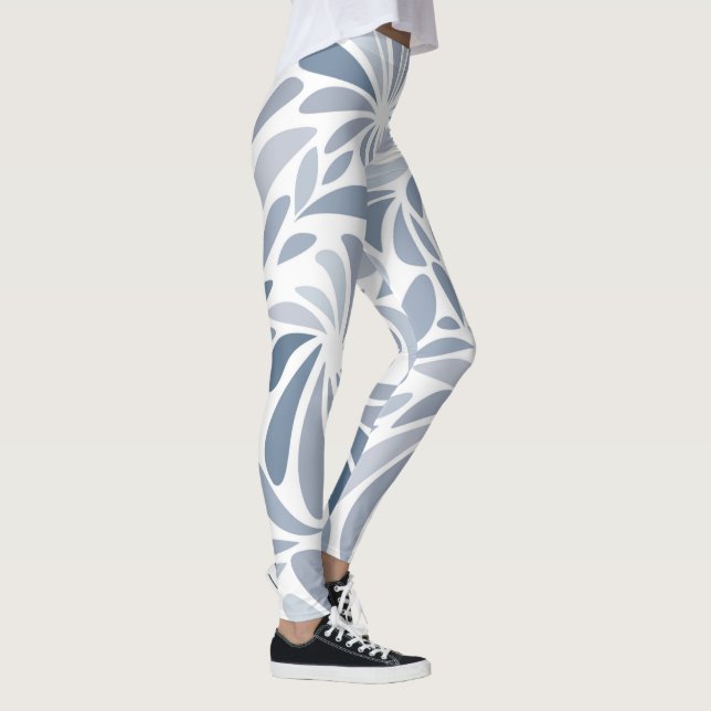 Hübsch Soft Light Blue Gray Geometric Valentine Leggings (Rechts)