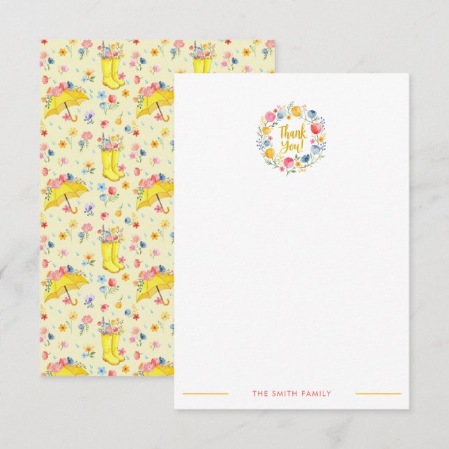 Hübsch Spring Floral Baby Dusche Dankeschön Karte  (Vorne/Hinten)