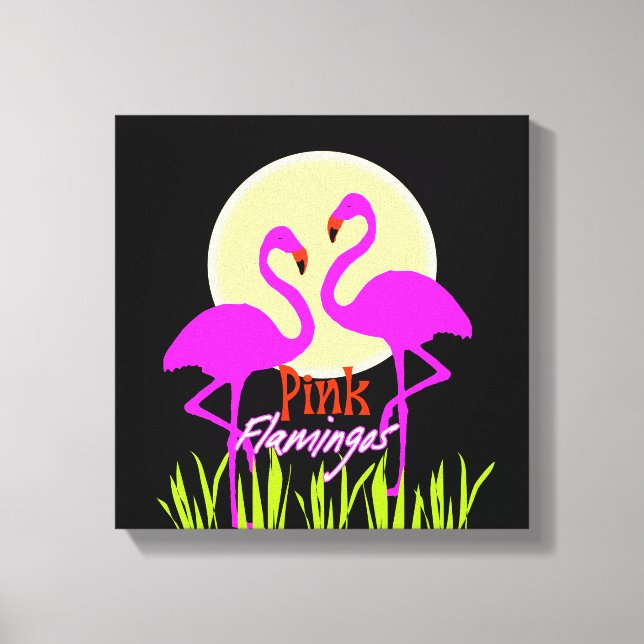 Hübsch Summery Pink Flamingo Sunrise Leinwanddruck (Vorderseite)