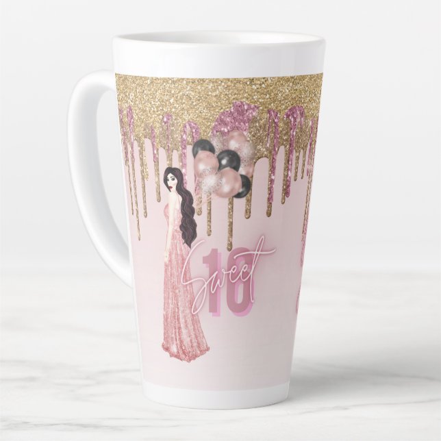 Hübsch Sweet16 ROSEGOLD DRIPPING GLITZER BRÜNETT Milchtasse (Linke Ecke)