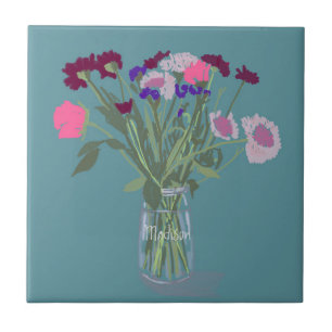 Hübsch Sweet Boho Wildblumen +Individuelle Name Fliese