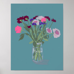 Hübsch Sweet Boho Wildblumen +Individuelle Name Poster