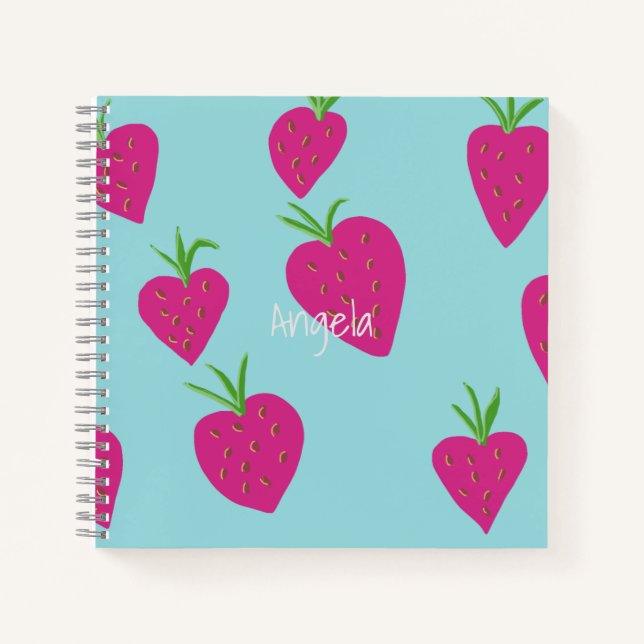 Hübsch Sweet Strawberry Square Notebook Notizbuch (Vorderseite)