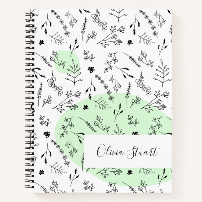 Hübsch trendy Minimalistisch Modernität Botanisch Notizbuch (Vorderseite)