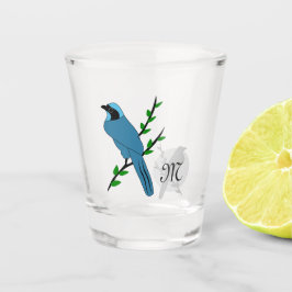 Hübsch-Türkis-Jay-Bird-Monogramm Schnapsglas