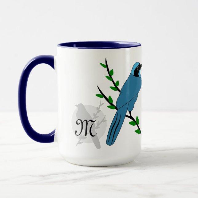 Hübsch-Türkis-Jay-Bird-Monogramm Tasse (Links)