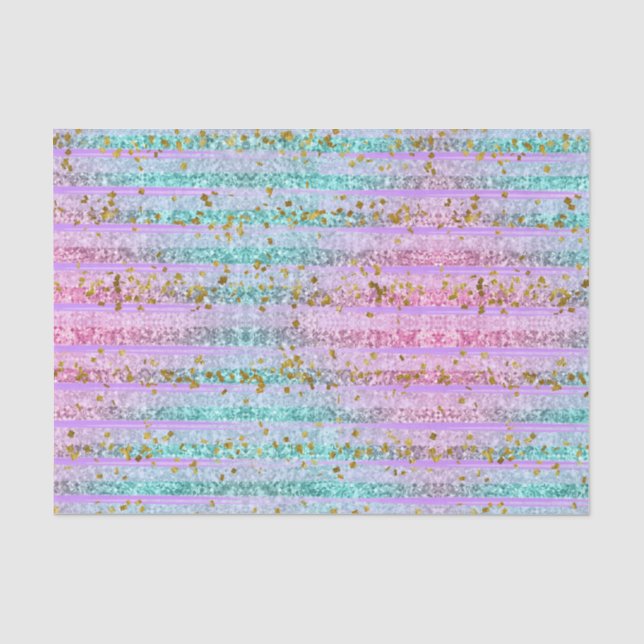 Hübsch Türkis und Rosa Glitzer Glitzern Streifen Seidenpapier (Vorderseite)