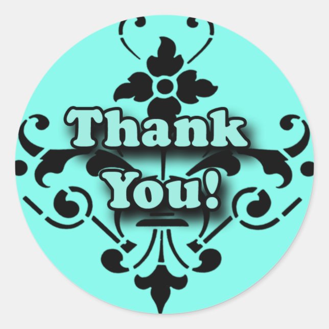Hübsch Türkis und Schwarz Danke Stickers (Vorderseite)