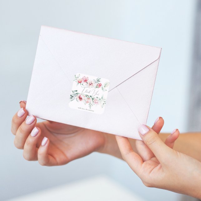 Hübsch und Chic Floral Vielen Dank Quadratischer Aufkleber (Von Creator hochgeladen)