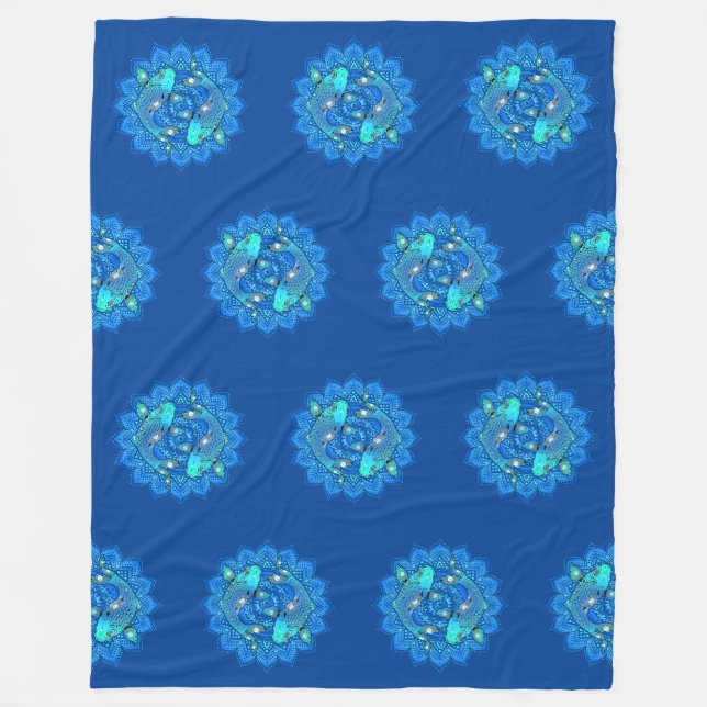 Hübsch und farbenfroh Mandala/Kaleidoskop KOI 1 Fleecedecke (Vorderseite)