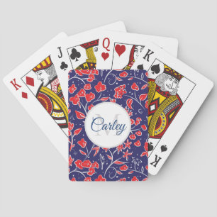 Hübsch Vibranly Red Blue Floral Personalisiert Spielkarten