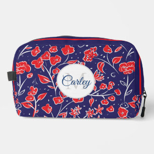 Hübsch Vibranly Red Blue Floral Personalisiert Waschbeutel